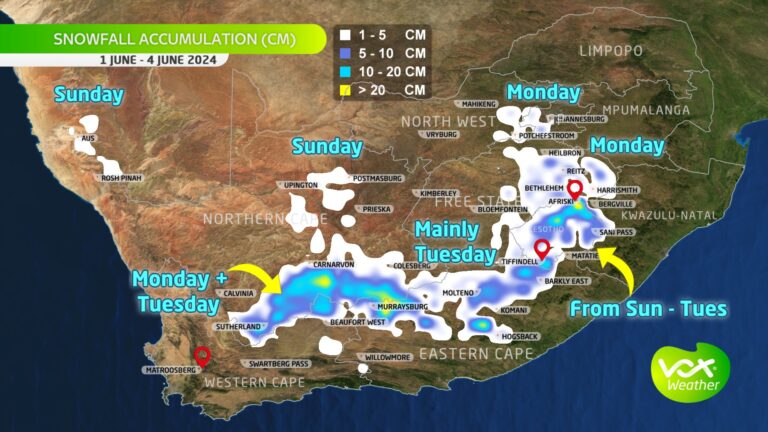 Snow Forecast for 1 to 4 June 2024